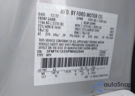 2023 Ford Mustang Mach-E Select from USA, damaged, VIN 3FMTK1SS5PMA02048